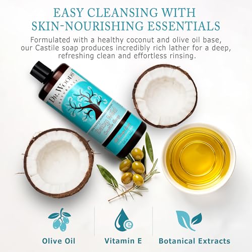 Dr. Woods Unscented Baby Mild Liquid Castile Soap - Natural Soap for Sensitive Skin, Gentle Cleanser with Hemp Oil and Vitamin E - Paraben, Sulfate, and Phthalate Free - 32 Fl Oz