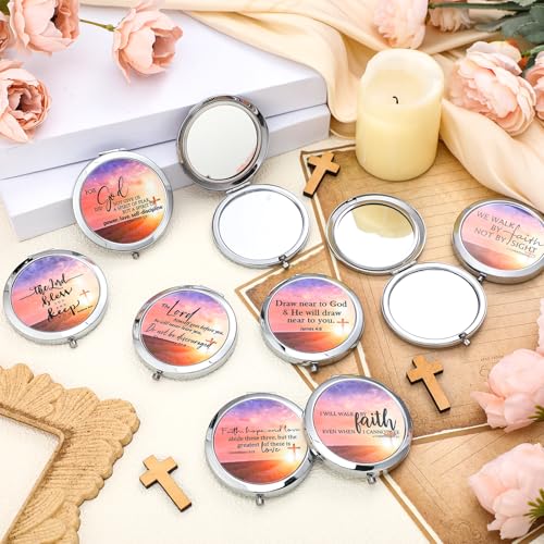 RattanView 9 Pcs Christian Gifts for Women Bible Verse Compact Mirrors Religious Gifts Inspirational Pocket Mirror for Mother Women Friends