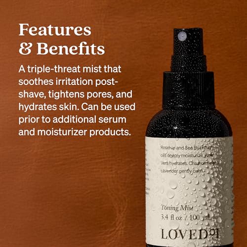 Loved01 Face & Body Toning Mist, John Legend Skincare, Hydrating & Soothing Toner, Moisturizing Post-Shave Spray, Alcohol-Free, with Witch Hazel, Jojoba Oil, & Aloe Vera, 2-Pack (3.4 oz Each)