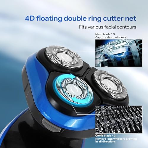 4-in-1 Electric Shaver for Men, All-in-One Men's Grooming Kit, Rechargeable Waterproof Men Electric Shaver, Wet & Dry Shaving with Cordless Beard, Nose Hair Trimmer