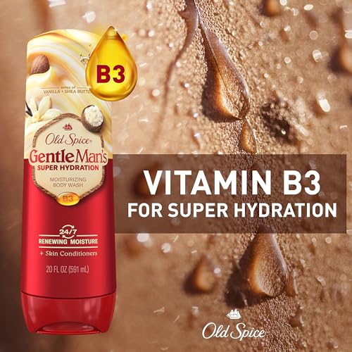 Old Spice Body Wash GentleMan¡¯s Super Hydration for Men, 24/7 Renewing Moisture, Gentle on Skin with Skin Conditioners, Vanilla + Shea Butter Scent, 20 oz