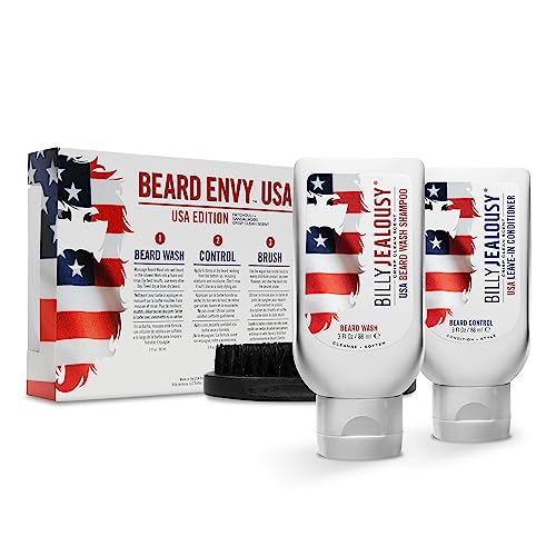 Billy Jealousy Beard Envy Facial Hair Refining Kit with Beard Wash Facial Hair Control and Boar Bristle Brush for Clean, Hydrated, Soft, Tamed Unruly Mane