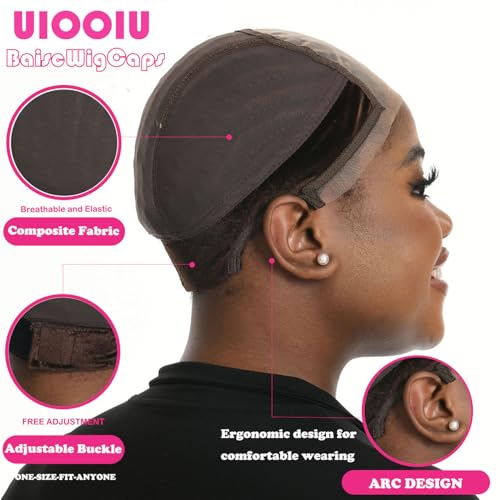 Lace Wig Grip Cap for Women 4x5 Transparent Lace Wig Caps Non Slip Wig Gripper for Keeping Wigs In Place Adjustable Wig Cap(Brown,Medium)