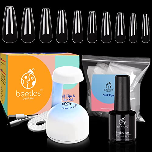 Beetles 20Pcs Gel Nail Polish Kit Pastel Paradise Girly Colors with Nail Tips and Glue Gel Nail Kit Easy DIY Nail Art Fast Nail Extension Set Acrylic Nail Kit