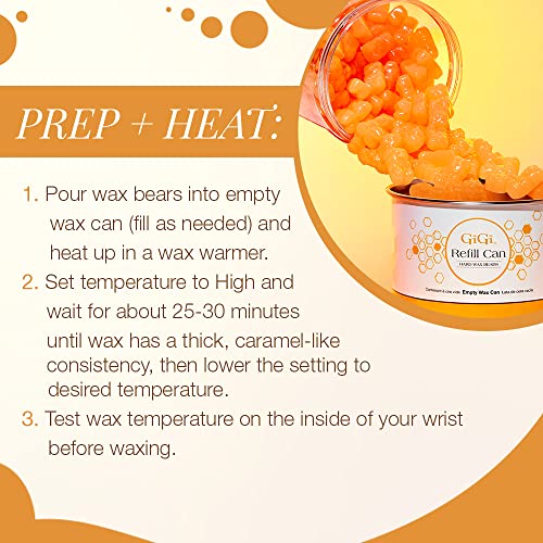 GiGi Honee Bear Hard Wax Kit for Hair Removal- Honey-Scented Hard Wax Beads for Face & Body with Refill Can & Applicators