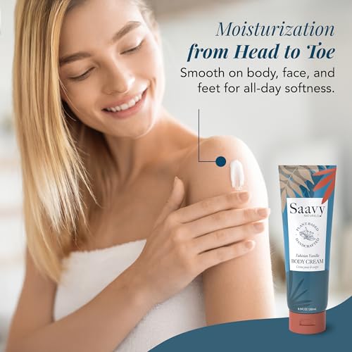 Saavy Naturals Deeply Hydrating Body Cream for Dry Skin ? Nourishing Shea Butter, Plant-Based & Sustainably Sourced ? Tahitian Vanilla ? 8.5 fl oz, 2 pack