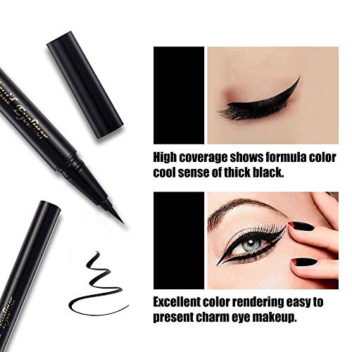 Waterproof Liquid Eyeliner Long Lasting&Smudgeproof Eye Liner 2 Packs Precise Eyeliner Pen for All Day with Slim Tip, Black, by SEILANC