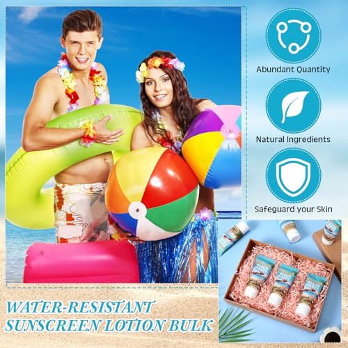 24 Pcs Mini Sunscreen Bulk for Summer Wedding Party Spf 30 Water Resistant Sunscreen Lotion Bulk 1oz Travel Size for Thank You Gifts Wedding Party Supplies(White Cream,Beach)