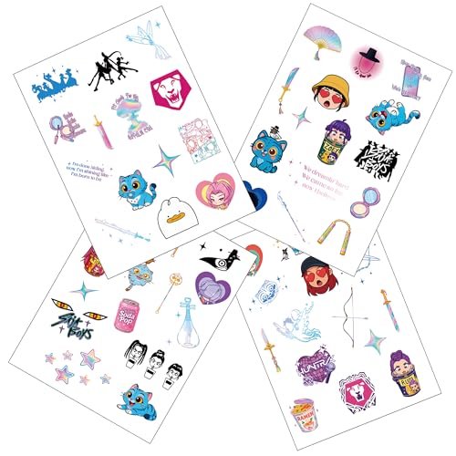 Demon Hunter Birthday Party Decorations,56PCS Korean Idol Movies Temporary Tattoos for Kids,Adult,Perfect for Birthday Party, Halloween