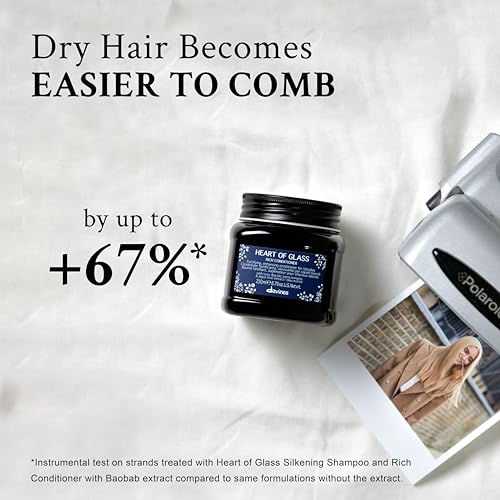 Davines Heart of Glass Rich Conditioner, Fortifying Treatment for Blonde & Silver Hair - Biacidic Bond Complex Repairs, Brightens & Nourishes with Jagua Blue Extract - Weightless Finish