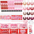 12 Sets / 72 Pcs Valentine's Galentine's Day Gifts Travel Size Hand Cream for Dry Cracked Hands and Lip Balm, Makeup Bag, Hair Scrunchies Bulk Set with Organza Bag Heart Gift Card for Women