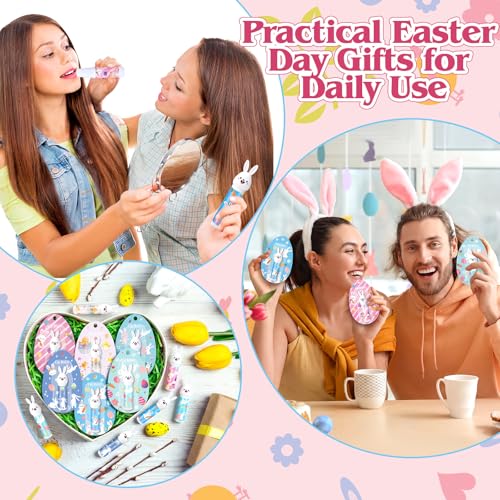 Loopeer 12 Pcs Easter Gifts Bulk Bunny Lip Balm Beeswax Moisturizing 0.18 oz Spring Basket Stuffers Christian Church Party Favors Easter Egg Goodie Bag Fillers for Women Adult Employee Coworker