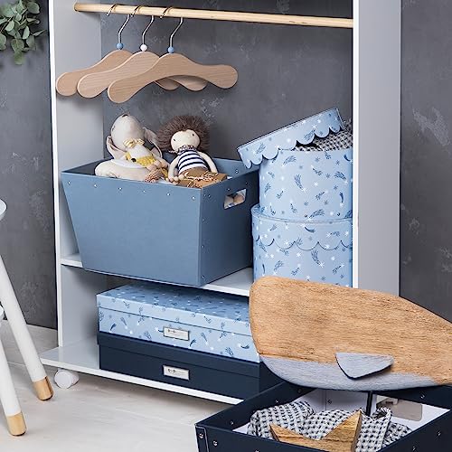 Bigso Sverker Fiberboard Legal and Art Storage Box | Scrapbook Storage Box for Loose Papers and More | Durable Document Boxes with Lid and Metal Label Holder | 17.1¡¯¡¯ x 12.2¡¯¡¯ x 3.3¡¯¡¯ | Blue