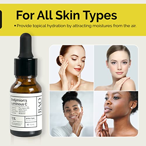 ENDYMION¡¯S LUMINOUS C Face Serum | Bisabolol, Squalane, Vitamin C &E | Multi Vitamin Serum for Brightening, Regenerating And Refreshing Skin| For All Skin Types (15 ML)
