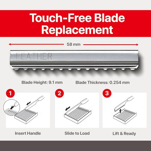 Feather Bonus Value Pack, Styling Razor Standard Blades - Professional Hair Cutting Blades for Styling, Shaping, Thinning - Single Edge Guarded Blade - Made in Japan -30 Counts +1 Blade Disposal Case