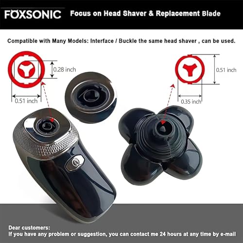 Men's Electric Head Shaver Replacement Heads 5 Blades Head Shavers for Bald Men Replacement Heads,Men's head Shaver Blade,Wet & Dry Compatible Waterproof Multi Functional