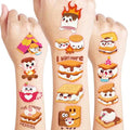 96 PCS Funny Smore Pre-Cut Temporary Tattoos for Kids | Supper Cute Marshmallow Themed Birthday Party Favors, Supplies, Decorations, Camping Fake Tattoo Stickers, School Rewards Gifts & Boys & Girls