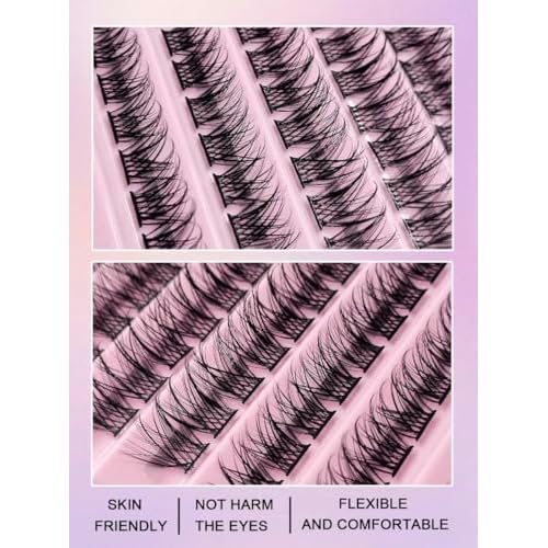 120 Lash Clusters, Individual Cluster Lashes, 8-16mm Wispy, Thin Band, Natural False Eyelashes, Style "Enchanted"