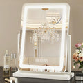 Suidia Vanity Mirror with Lights, 18"¡¿14" LED Makeup Mirror with Light, Smart Touch with 3-Color Lighting, 360¡ÆRatation for Vanity Desk Tabletop,White,Lamp Belt Style