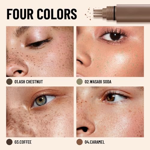 Upgrade Faux Freckle Stamp Pen - Waterproof & Natural-Looking Fake Freckles Makeup Tools with Multi-Prong Precision Head, Long-Lasting Sunkissed Look
