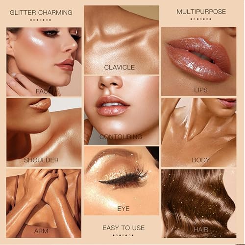 Highlighter Makeup Powder Palette£¬Glossy Face & Body£¬Shimmer Eye & Cheek Glow, Mini Beauty Bomb for Matte Cream & Glitter Essentials (B4 Diamond Galaxy)