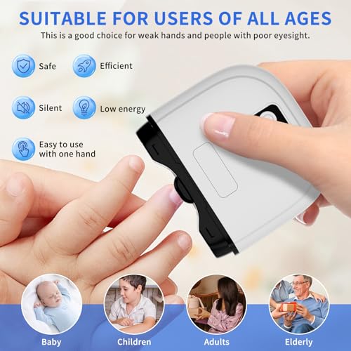 3-in-1 Electric Nail Clipper & Electric Nail File for Thick & Fragile Nails with Display, 3 Speeds, LED Light & Storage, Rechargeable Electric Nail Clippers for Seniors,Adults & Kids, Fingers & Toes