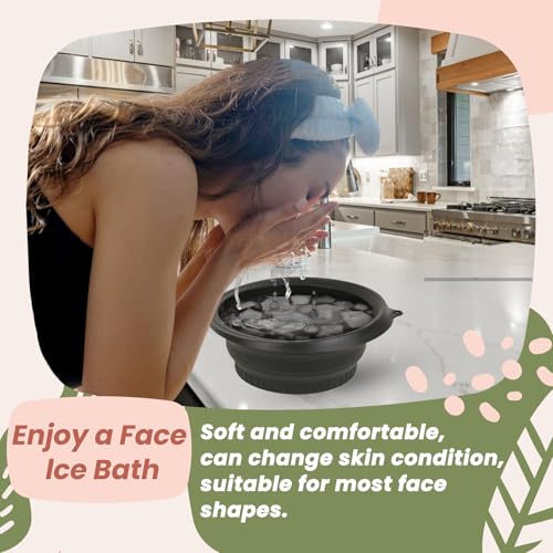 Face Ice Bath Bowl Face Bowl for Ice With Built-In Icetray, Foldable Ice Bath Bowl, Icetray for Home Ice Water Facials, Facial Ice Bath Kit, Ice Water Face Cold Plunge. (Black)