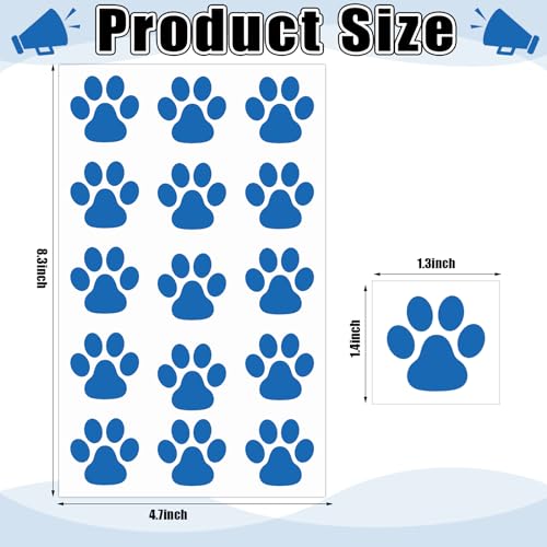 Harloon 20 Sheets 300 Pcs Paw Print Tattoos Temporary Paw Print Face Tattoos Dog Stickers Removable for Cheer Patrol Women Body Arm Foot(Blue)