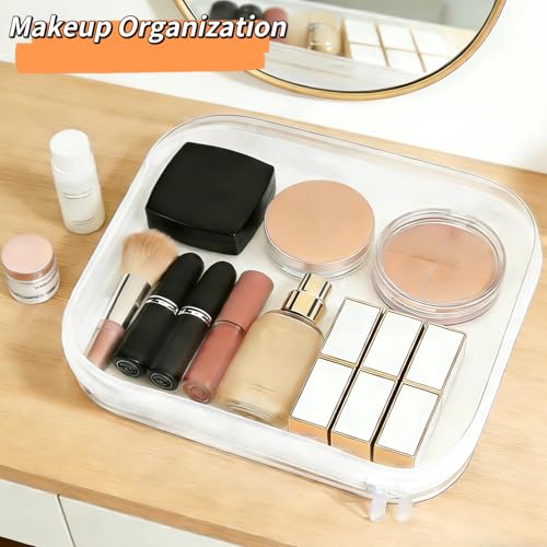 Clear Hard Shell Zipper Case, Clear Zipper Pouches for Travel, Toiletries, Makeup, Electronics & Pencils£¨5Pcs, Large£©