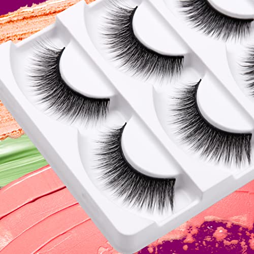 Eliace False Eyelashes Natural look Cat Eye Lashes Wispy Strips,15 Pairs, 3D Mink Lashes Volume Fluffy,Fake Eyelashes Thin Soft Band Comfortable Cross Wispy Lash Reusable, Anne Style