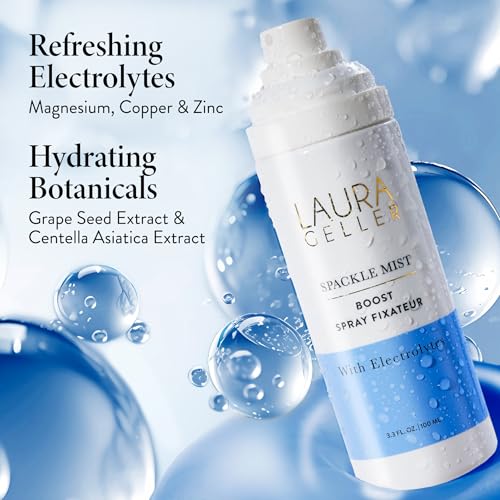 LAURA GELLER NEW YORK Spackle Mist Boost Setting Spray with Electrolytes - Long-Lasting Makeup Spray with Blue Light Protection - Dewy Skin Makeup Setting Spray (Pack of 2)