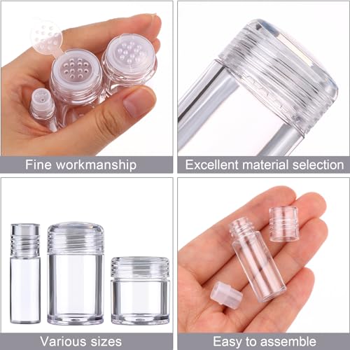 20Pcs Mini Clear 3ml Loose Powder Container Plastic Bottle Empty Cosmetic Sifter Loose Powder Jars Container Refillable Bottle