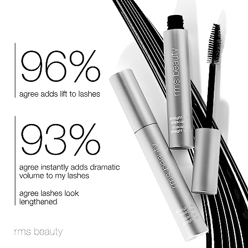 RMS Beauty Straight Up Volumizing Peptide Mascara ? Black, Lash-Lengthening & Thickening Formula, Nourishing Peptides, Waterproof, Vegan & Cruelty-Free, 8ml (Pack of 2)