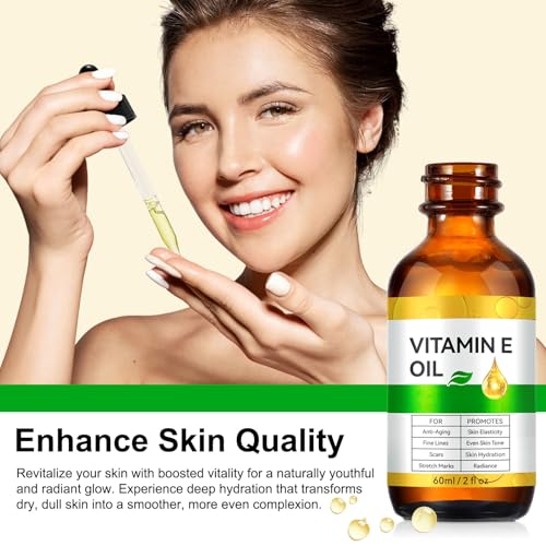 Vitamin E Oil for Face and Skin - Ultra Concentrated Pure Vitamin E Oil for Deep Moisturizing, Hair Care