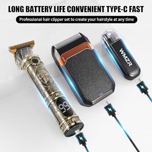 Hair Trimmer for Men, Electric Shaver, Nose Hair Trimmers, Professional Shaving Set, Cordless Hair Clippers, T-Blade Beard Trimmer, Men's Grooming Kit. (Bronze)