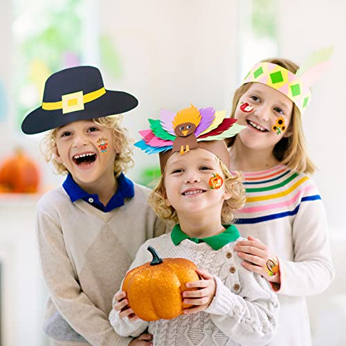 HOWAF 96 Pcs Thanksgiving Fall Temporary Tattoos, 48 Styles Autumn Harvest Temporary Tattoos Stickers for Kids, Thanksgiving Fake Tattoos with turkeys, owls, squirrels, pumpkins, maple leaves design