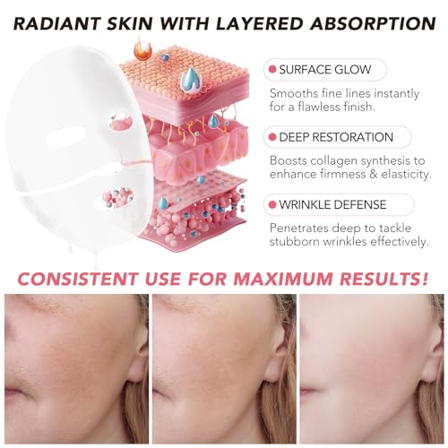 Collagen Face Mask, Bio-Collagen Deep Hydrating Overnight Mask with Hyaluronic Acid, Anti Wrinkle Lifting Mask for All Skin Types, Anti Aging Facial Mask,Pore-Minimizing,Firming&Elasticity(4 PCS)