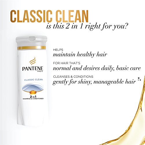 Pantene Pro-V Classic Clean Shampoo, 12.6 fl oz (Pack of 3) (Packaging May Vary)