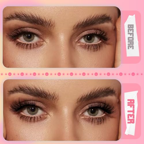Ahrikiss Half Lashes Natural Look 10 Pairs Wispy Cat Eye Lashes 10mm 3D Fluffy False Eyelashes with Clear Band Short Half Eyelashes (TB02)