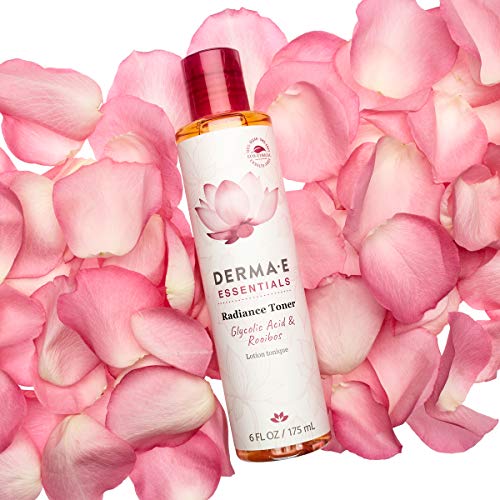 DERMA E Radiance Toner ? Facial Toner with Glycolic Acid and Rooibos ? Brightening and Exfoliating Toning Solution Refreshes and Purifies Skin, 6 oz (Pack of 2)