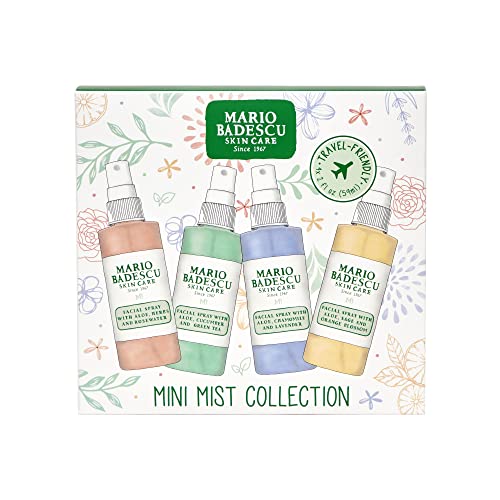 Mario Badescu Mini Mist Facial Spray Collection with Rose Water,Cucumber,Lavender and Orange Blossom,Multi-Purpose Cooling and Hydrating Face Mist for All Skin Types,2 Fl Oz,(Pack of 8)