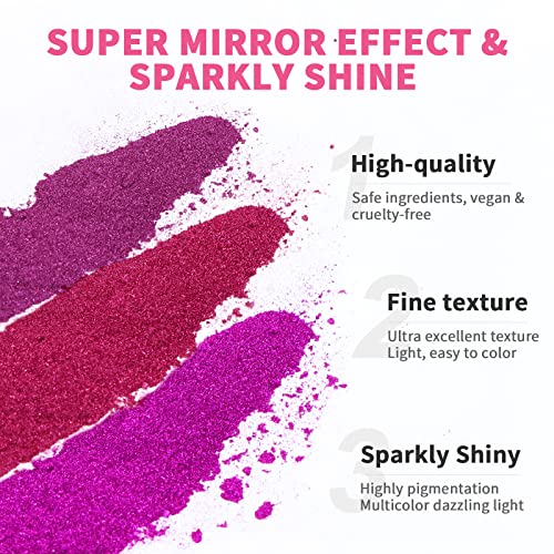 Saviland 48 Colors Mirror Chrome Nail Powder Set with 12 Colors Nail Polish Pens for Nail Art