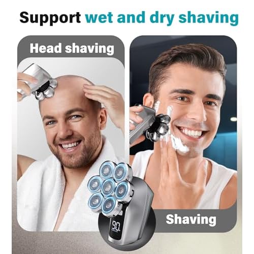 Head Shavers for Bald Men, Upgraded 7D Electric Razor, Cordless Rechargeable, Ipx7 100% Waterproof, Dry & Wet Bald Head Shaver, Beard Grooming Kit with Led Display