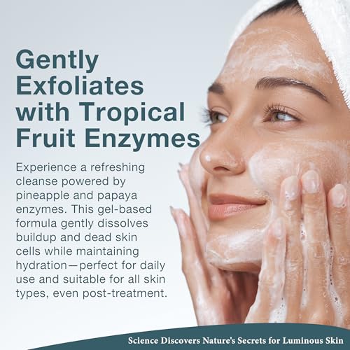 Lira Clinical BIO Enzyme Cleanser for Sensitive Skin Control - Papaya Enzyme Gel Face Wash - Hydrophilic Exfoliating Facial Cleanser - Deep Cleansing Skincare with Hydrating Care - 6 Oz