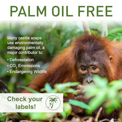 Pure Castile Soap - No Palm Oil, GMO-Free - Gentle Liquid Soap For Sensitive Skin & Baby Wash - All Natural Vegan Formula with Organic Carrier Oils (16 Fl Oz, An Unscented)