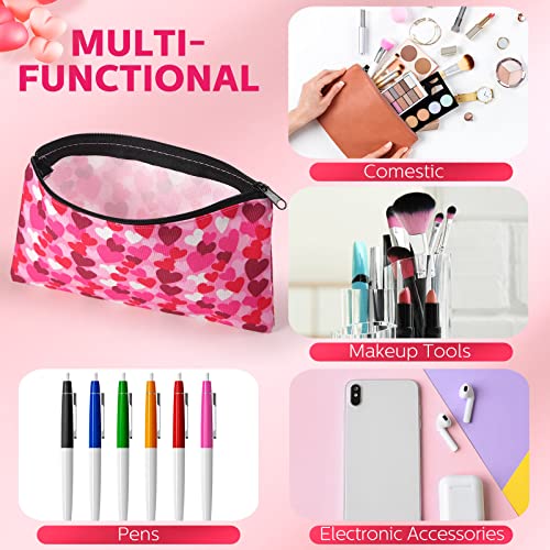 Reginary 14 Pcs Valentines Makeup Bag Bulk Valentine Galentines Day Gifts Heart Cosmetic Bags Pink Red Travel Pouches with Zipper Toiletry Purse Party Favor Gift for Women, 14 Styles