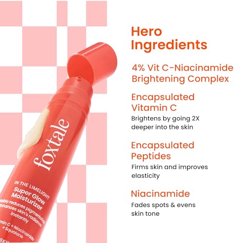 FoxTale Vitamin C Super Glow Moisturizer with Niacinamide & Peptides, Visibly Reduces Pigmentation, Enhances Skins Brightness Instantly, For All Skin Types, Women & Men (50ml)