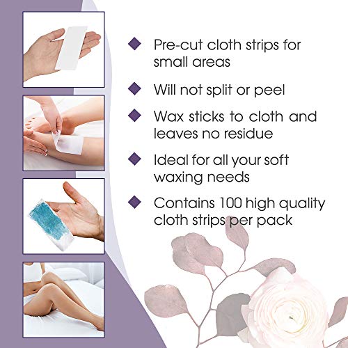 Satin Smooth Non Woven Wax Strips, Body and Face Wax Strips for Hair Removal, Cloth Waxing Strip for Women, Small, 100 ct, 2 Pack