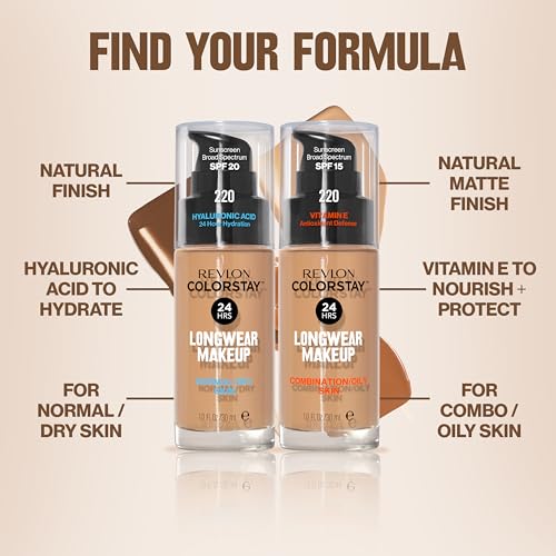 Revlon Liquid Foundation, ColorStay Face Makeup for Combination & Oily Skin, SPF 15, Medium-Full Coverage with Matte Finish, 510 Pecan, 1 Fl Oz