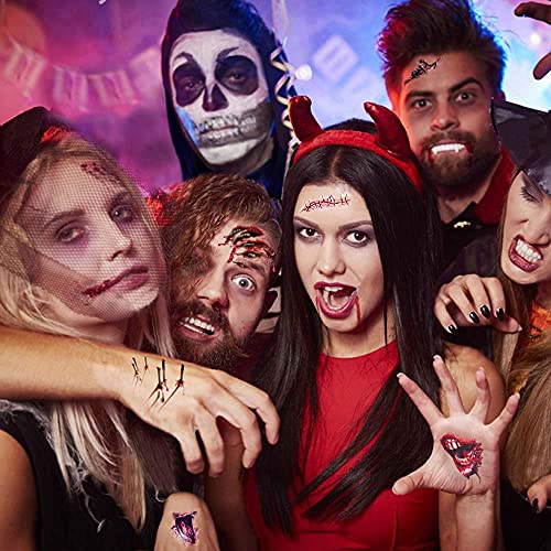 Zombie Scars Tattoos Xllree Bloody Scar with Fake Blood Costume Makeup Halloween Decorations Party Favor